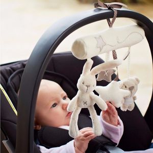 Rattles Mobiles Plush Cute Rabbit Star born Baby Music Hanging Bed Bedroom Decor Safety Seat Toy Stroller Accessories Gifts 230525