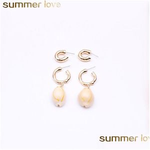 Charm Fashion Sea Shell Women Earrings Gold Color 2 Par / Set Trendy Statement Drop Dangle For Beach Jewelry Wholesale Delivery Dhykh