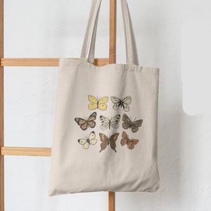 Torby na zakupy kobiety kupująca torba Butterfly Kawaii Harajuku Canvas Girl torebka Tote Tote Lady
