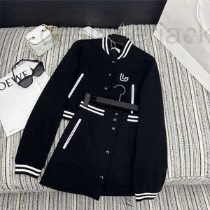 Two Piece Dress Designer Early Spring New Back Patch Stripe Colored Small Stand Neck Short Baseball Coat with Half Skirt Set TGN9