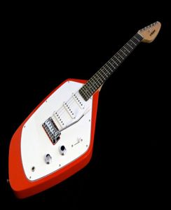 Anpassade 6 strängar Vox Mark V Teardrop Phantom Solid Body Red Electric Guitar 3 Single Coil Pickups Tremolo Tailpiece Vintage Whit3799345