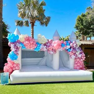 Цена по прейскуранту завода-изготовителя Коммерческая реклама Bounce Houses Inflatables White Bouncer with Slide Bounce Castle Jumping Wedding Theme Trampoline for Audult Kids