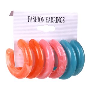 2023 koreanische Candy Farbe Acryl Hoop Ohrringe Sets für Frauen Mode 3 Paar/satz Harz C Form Tropfen Ohrring Boho Schmuck geschenke