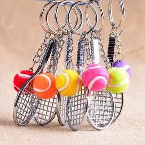 Ключевые кольца милые спортивные мини -теннисные ракетки для женского автомобиля -вагона для бревней -шарм