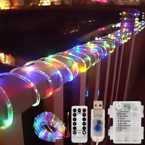 Garden Decorations Outdoor Led Festoon Fairy Tube Rope String Lights Street Garland For Yard Year 2023 Christmas Decoration 5m 10m 15m 230525