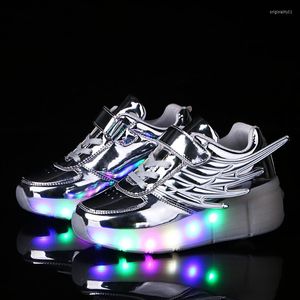 Athletic Shoes Kids LED Light Roller For Boy Girl Children Luminous Up Skate Sneakers With On Wheels Skates Pink