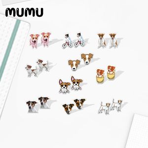 2021 New Jack Russell Terrier Stud Brincing Dog Series Epoxy Jewelry Resin Acrylic Brincos de presentes feitos à mão Girl Girl
