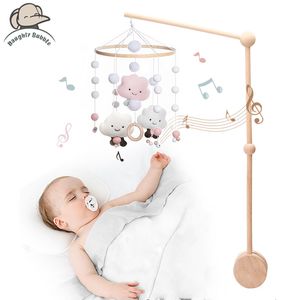 Rattles Mobiles 1Set Cartoon Wooden Bed Bells for Kids Assembly Bracket born Baby Toys Infant Crib Mobile Bell Accessories 230525