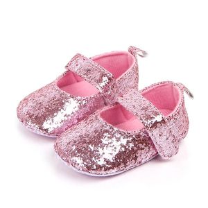 Första vandrare Fashion Born Infant Baby Girls Soft Sole Crib Shoes paljetter Sneaker Prewalkers Anti-Slip Breattable Walk Shoes#P4