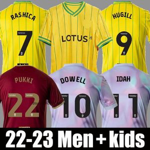 22 23 Norwich Pukki Soccer Jerseys City 2023 2024 Hugill Rashica McLean Dowell Buendia Tzolis Sargent Home Yellow Away Red Kit Football Shirt