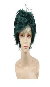 Kort mörkgrön anime cosplay peruk av valgus 6 tum värmebeständig både men039 och kvinnor039s full syntetiska wigs45095925220144