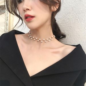 Łańcuchy Pearl Clavicle łańcuch żeński pasek szyi kurczyte krótki naszyjnik koreańska wersja ozdoby randkowe styl randki