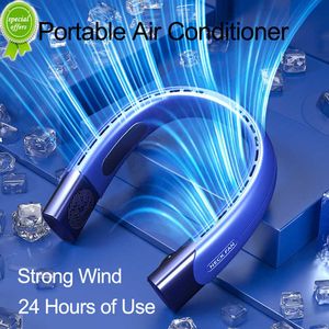 Nuovo ventilatore da collo mini 4000mAh Condizionatore d'aria portatile Raffreddatore d'aria ricaricabile USB Ventilatore elettrico estivo a 5 velocità per sport da campeggio a casa