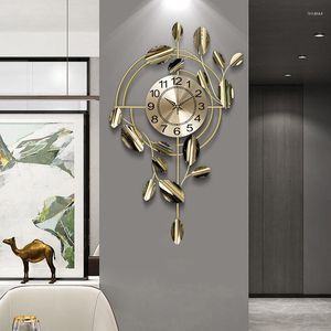 Wanduhren Große Uhr Metall Blatt Nordic Modernes Design Wohnzimmer Dekoration Kreative Mute Home Interior Anhänger LB92