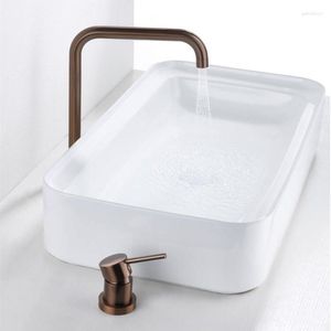 Bathroom Sink Faucets Vidric Brass And Cold Super Long Pipe Two Holes Brush Gold Faucet Tap 360 Rotating Widespread