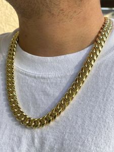 Mens 14k gold Thick Miami Cuban Link Choker necklace chain Gold Finish 12mm 22"
