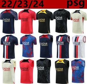 22/23/24 PSGSスポーツウェア23/24 Mbappe Neymar Jr Sportswear Men's Training Shirt Shirt Sleeve Tank Top Soccer Shit