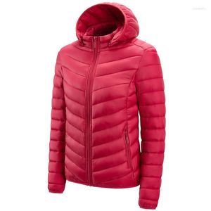 Casacos de trincheira feminina Mulheres de inverno Jaqueta acolchoada Slim Short Parka Outdoor Warm Roupas Store portátil em um casaco Ultralight para Chile