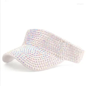 Brand Brand beisebol Cap visor Hat Summer Golfe feminino Sun Hats Rhinestone