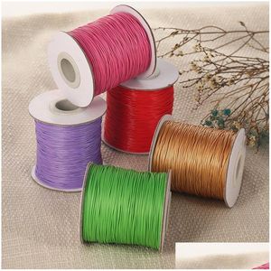 Cord Wire 90 Meter Wax Rope Blue Red Green 0.5Mm Thread String Strap Ribbon Tag Line For Bracelet Diy Jewelry Making Findings Drop Dhxut