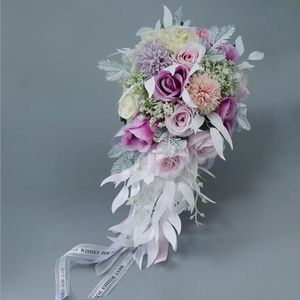 Flores de casamento NZUK Purple Cascade Bridal Bouquet