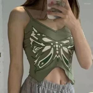 Women's Tanks 90's Sexy Gothic Vest Vintage Camisole Tees Women Butterfly Print Graphic Slim Fit Cropped Tops Grunge Casual Tank Female
