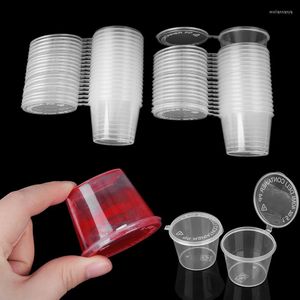 Storage Bottles 10/25Pcs 25/27/40/45ml Plastic Takeaway Sauce Cup Containers Food Box With Hinged Lids Pigment Paint Palette Disposable