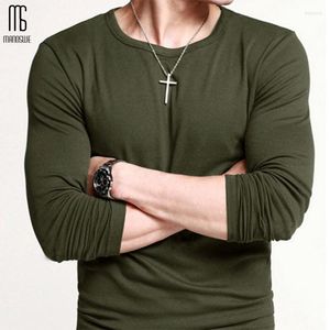 Erkekler tişörtleri manoswe ordu yeşil gündelik gömlek erkekler bahar moda uzun kollu ince fit temel tee fanila o yaka jogging üstleri 2023