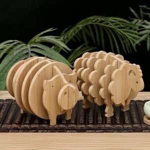 Tovagliette Tappetino in bambù Tappetino isolante per animali Ornamenti decorativi impermeabili a prova di olio creativi Ciotola per la casa