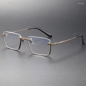 Montature per occhiali da sole Montature per occhiali in titanio puro Montatura per uomo Donna Half-frame Business può abbinare occhiali da vista miopi