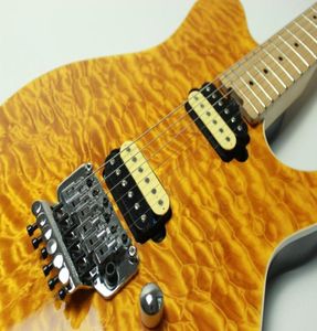 Rare Edward Van Halen Wolf Axis Yellow Quilted Maple Top Electric Guitar Maple Neck Floyd Rose Tremolo Tailpiece6507048