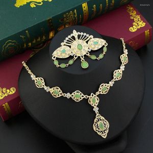 Anhänger Halsketten Neovisson Marokko Luxuriöser Schmuck Goldfarbene Halskette Arabeske Kristall Arabische Damen Lieblingsgeschenk