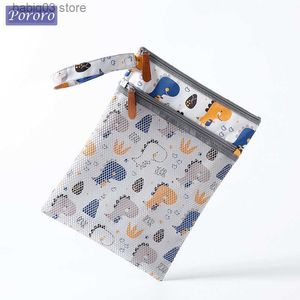 Diaper Bags 34*25cm Wet Dry Bag with Two Zippered Diapers Nappies Carry Bag Waterproof Reusable Milk Bottle Storage Bag Diaper Bags for Baby T230526