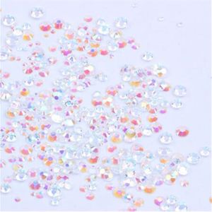 Resin Rhinestones Non Hot Fix CLEAR AB 500 1000pcs 2-6mm Round Flatback Diamonds Appliques For Craft Fabric Wedding Dresses