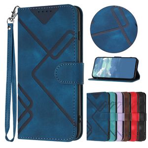 Wallet Leather Cases For Samsung A33 A53 A73 A13 A14 A24 A34 A54 5G S22 S23 PLUS Lines Business Skin Feel Hand Feeling Card Slot Flip stand strap Phone Cover