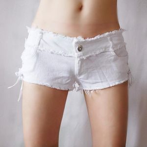 Shorts Sexiga kvinnor Tassel Low Rise midja varm kort sexig denim Booty Sexiga jeans Shorts Söt Micro Mini Short Club Wear F26