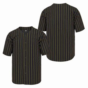 Özel Siyah Sarı Stripe Authentic Beyzbol Forması Dikiş Adı Sayı S-4XL