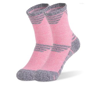 Sports Socks 2Pairs Women Cotton Warm Hiking Thermal Outdoor Trekking Climbing Skiing Thicker Thermosocks