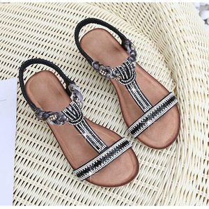 Sandaler Rhinestone Women Bohemian Fashion Wedge Chunky Luxury Open Toe 2023 Sommarskor för sneakers