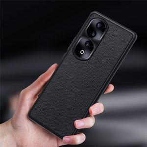 Äkta läder Slim Case for Honor 90 Pro/90 Retro Business Metal Ring Back Cover