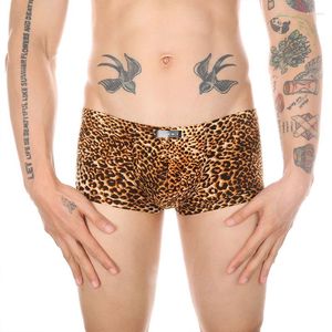 Underpants Sexy Men Leopard Printed Underwear Boxer Male Fashion Low Waist Boxers Shorts U Pouch Panties Cueca Hombre Calzoncillos