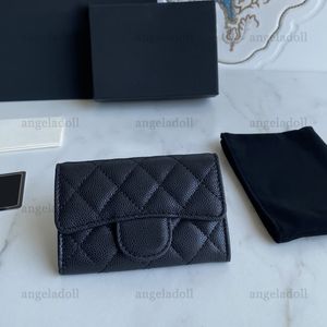 10A Mirror Quality Designers Mini Credit Card Holder 11cm Womens Caviar Wallet Coin Purse Luxury Pouch Real Leather Quilted Flap Purse