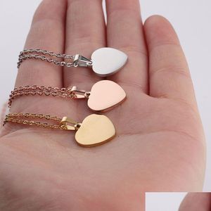 Pendant Necklaces Stainless Steel Heart Necklace Fashion Blank Love Hear For Women Mother Daughter Jewelry Gold Buyer Drop Delivery P Dhecf