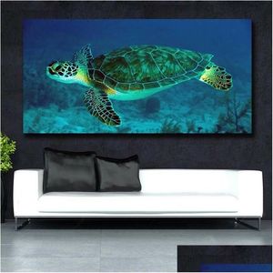 Dipinti su tela Wall Art Poster Stampe su Sea Turtle View Enormi immagini Decowall per soggiorno Senza cornice 136 Drop Delivery Home Dhavp