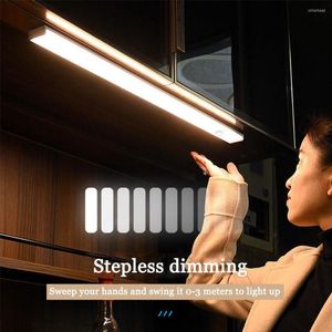 Luci notturne Luce a LED Sensore di movimento wireless Striscia magnetica Lampada USB Armadio da cucina Illuminazione camera da letto