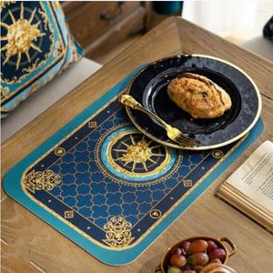 Table Mats Placemat Leather Set Of 2 Heat Resistant Wipeable Waterproof Washable Outdoor Placemats For Kitchen Apollo Blue 30x45