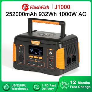 Flashfish 1000W Central elétrica portátil 932WH Gerador solar 125W DC 60W PD Supply de bateria de emergência para acampamento ao ar livre em casa