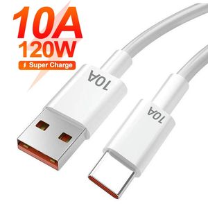 10A 120W Typ C USB -kabel Super Fast Charge Cable för Huawei Mate 40 Xiaomi Samsung Honor 50 Snabbladdning USB C -kablar Data Cord Cord Cord