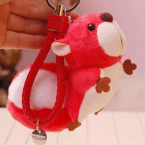 Keychains Cute Girls Plush Squirrel Leather Buckle Keychain Women Fluffy Pompom Squirrels Key Chain Bag Car Trinket Female Party Toy Gifts