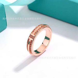 Designer Brand Double T Ring Popular T-shaped 925 Silver Band Diamond Couple